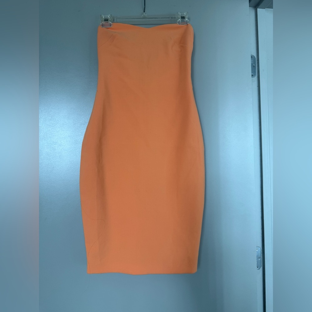 Likely Orange Strapless Sheath Dress for Cocktail